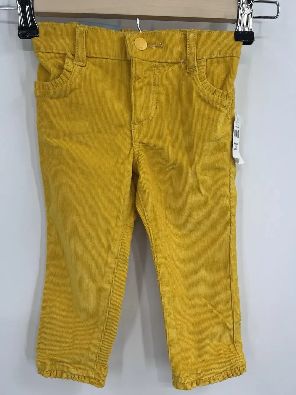 Baby Gap Deep Yellow Ruffled Edge Corduroy Pants Size 18-24M NWT